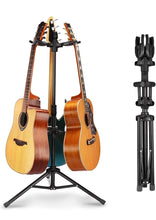 Load image into Gallery viewer, GUITTO Triple Guitar Stand Floor Stand Universal for Acoustic Electric Guitars Bass Banjos Folding Multi Guitar Stands GGS-06T