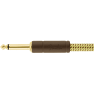 Load image into Gallery viewer, FENDER DELUXE SERIES, STRAIGHT/ANGLE, 10 FOOT YELLOW AND BROWN TWEED INSTRUMENT CABLE