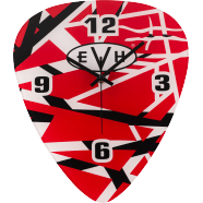 Load image into Gallery viewer, EVH® PICK SHAPE CLOCK, RED/WHITE/BLACK STRIPES