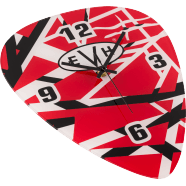 Load image into Gallery viewer, EVH® PICK SHAPE CLOCK, RED/WHITE/BLACK STRIPES