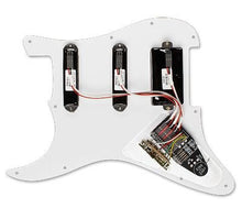 Charger l'image dans la galerie, EMG Pro Series Strat Pickguard Collection SL20 Black- SLV/SLV/85 3 Ply Black Pearloid PG-(6580325187778)