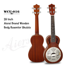 Load image into Gallery viewer, Aiersi 26 Inch Tenor Mahogany Resonator Ukulele with Case