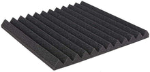Load image into Gallery viewer, 6 pack black acoustic studio panel foam wedges 12x12 inch sound absorption panels