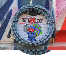 Charger l'image dans la galerie, Pig Hog Blue Graffiti - Câble d'instrument à angle droit de 20 pieds
