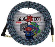 Charger l'image dans la galerie, Pig Hog Blue Graffiti - Câble d'instrument à angle droit de 20 pieds