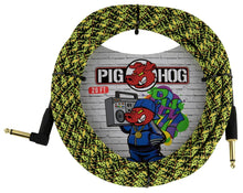 Load image into Gallery viewer, Pig Hog Yellow Graffiti - 20FT Right Angle Instrument Cable