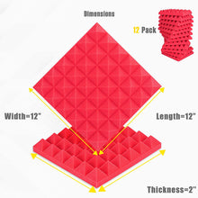 Load image into Gallery viewer, 6 Pack of Acoustic Studio Panel Foam Pyramid Wedges 2" X 12" X 12" Sound-Proofing, Sound Absorption