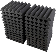 Load image into Gallery viewer, 6 pack black acoustic studio panel foam wedges for sound absorption and noise reduction