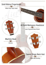 Load image into Gallery viewer, Aiersi 26 Inch Tenor Mahogany Resonator Ukulele with Case
