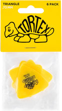 Load image into Gallery viewer, Dunlop 431P.73 Tortex Triangle, Yellow .73mm, 6 Player's Pack-(6915513286850)