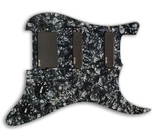 Charger l'image dans la galerie, EMG Pro Series Strat Pickguard Collection SL20 Black- SLV/SLV/85 3 Ply Black Pearloid PG-(6580325187778)