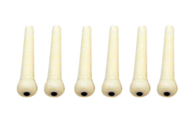 Acoustic Guitar String Pegs - SET of 6 - Ivory Colour With Ebony Dot