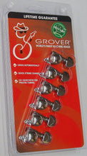 Charger l'image dans la galerie, Grover 505C6 Mini Roto-Grip Locking Rotomatics - Mécaniques pour guitare, 6 en ligne, côté basse (gauche) - Chrome