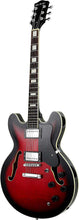 Load image into Gallery viewer, Glen Burton Memphis semi hollow body electric guitar in tobacco sunburst with rosewood fingerboard and humbucker pickups