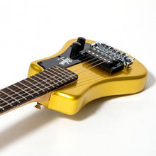 Load image into Gallery viewer, Hofner HOF-HCT-SH-GT-O Shorty Electric Travel Guitar - Gold Top - with Gig Bag