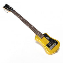Load image into Gallery viewer, Hofner HOF-HCT-SH-GT-O Shorty Electric Travel Guitar - Gold Top - with Gig Bag