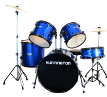 Load image into Gallery viewer, Huntington USAHuntington USA 5 Piece Drum Kit Complete Full SizeThis is a complete full size drum kit. Comes with everything a drummer needs to play. Constructed with multi-ply select hardwood shells, it has much of the same qualJJ Music Sales