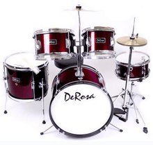 Charger l'image dans la galerie, De Rosa USA 5 piece 16 inch kids junior drum set with birch wood shells and cymbals