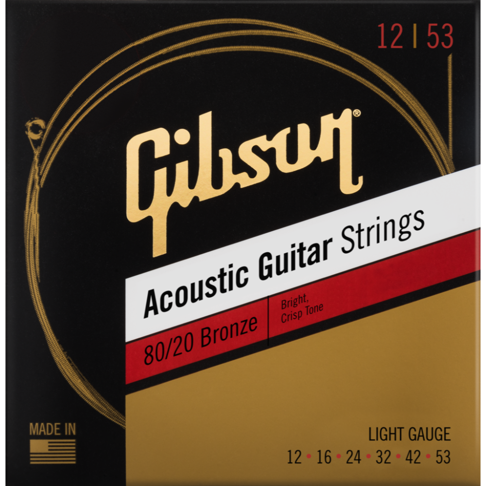 Gibson SAG-BRW12-1 80/20 Bronze Acoustic Guitar Strings - Light 12-53