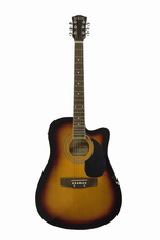 Load image into Gallery viewer, Glen Burton USA Deluxe acoustic electric guitar with cutaway and sunburst finish