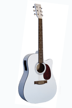 Load image into Gallery viewer, Glen Burton USA white acoustic-electric guitar with cutaway, rosewood fingerboard and active 4-band EQ system
