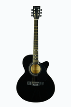 Charger l'image dans la galerie, Huntington USA Thin Line Dreadnought Cutaway Acoustic Guitar black steel string with basswood plywood body and catalpa neck