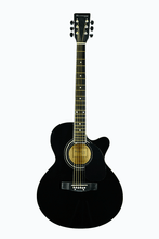 Load image into Gallery viewer, Huntington USA thin line dreadnought cutaway acoustic guitar black basswood body