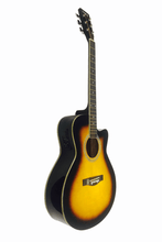 Load image into Gallery viewer, Huntington USA Semi Acoustic Electric Guitar with cutaway and sunburst finish, featuring basswood body, catalpa neck, and 3-band active EQ system.