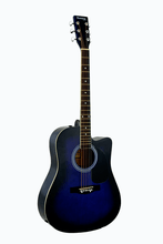 Load image into Gallery viewer, Huntington USA Cutaway Dreadnought acoustic guitar with blue gloss finish and steel strings