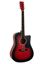 Load image into Gallery viewer, Huntington USA Cutaway Dreadnought acoustic guitar with red sunburst finish and steel strings