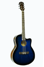 Load image into Gallery viewer, De Rosa USA cutaway acoustic-electric thin body guitar in blue with rosewood fingerboard and active 4-band EQ system