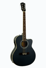Load image into Gallery viewer, De Rosa USA cutaway acoustic-electric thin body guitar in black with rosewood fingerboard and active 4 band EQ