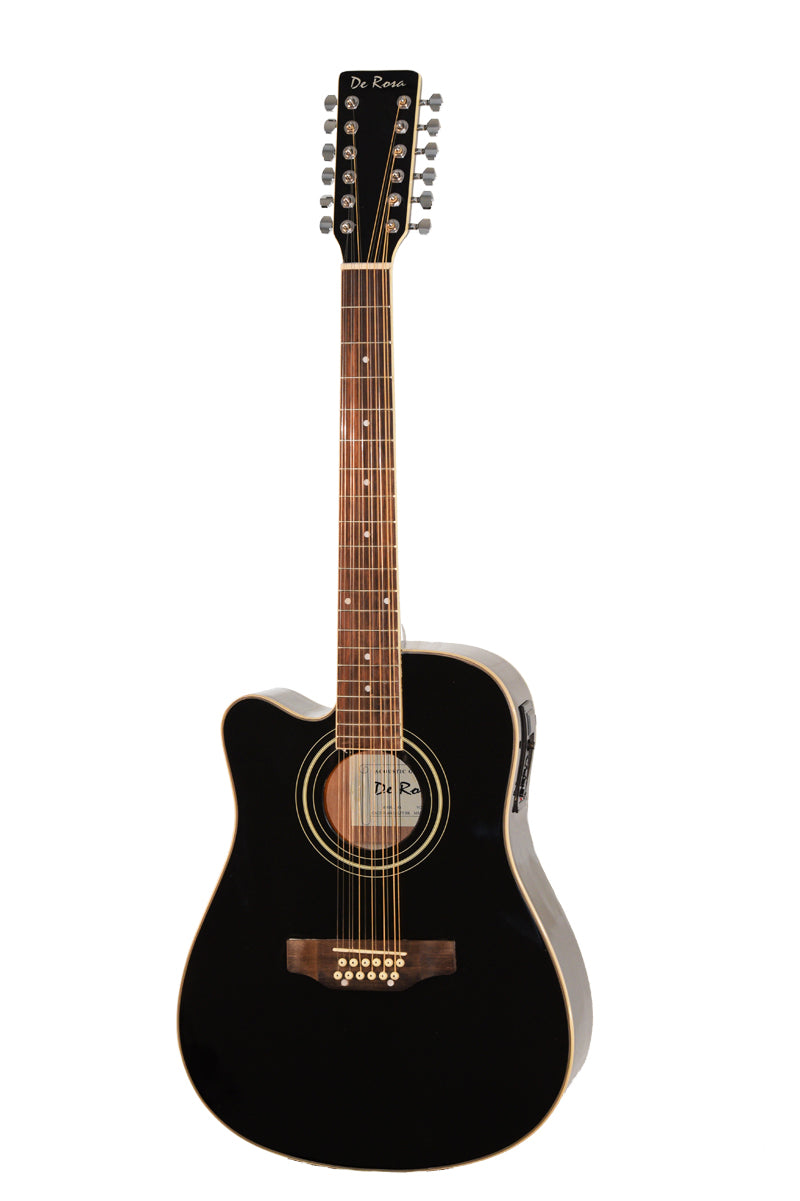 De Rosa USA 12 String Cutaway Dreadnought Acoustic Electric Guitar - Left Handed-(6204948840642)