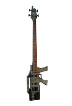 Load image into Gallery viewer, Glen Burton USA AK47 shaped 4 string electric bass guitar with camouflage finish and black hardware