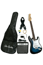 Load image into Gallery viewer, Glen Burton USA Strat style electric guitar package with amplifier, tuner, gig bag, strap, cable, picks, and extra strings