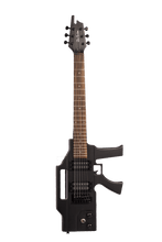 Load image into Gallery viewer, Glen Burton USA AK47 electric guitar shaped like a black machine gun with dual humbucker pickups and anodized hardware