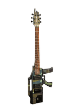 Load image into Gallery viewer, Glen Burton USA AK47 electric guitar shaped like a machine gun with dual humbuckers and camouflage finish