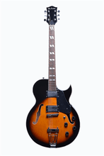 Load image into Gallery viewer, Glen Burton USA Chicago 775 style hollow body electric guitar in cherry sunburst finish with maple body and set maple neck