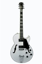 Load image into Gallery viewer, Glen Burton USA Chicago 775 hollow body electric jazz guitar in white with black pickguard and humbucker pickups
