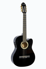 Load image into Gallery viewer, Huntington USA Cutaway black acoustic electric classical guitar with nylon strings and 3-band EQ system