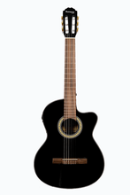 Load image into Gallery viewer, Huntington USA Deluxe black classical cutaway acoustic electric guitar with rosewood fingerboard and 4-band EQ