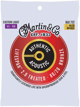 Charger l'image dans la galerie, CORDES GUITARE MARTIN MA175T CUSTOM LIGHT 11 - 52 BRONZE 80/20 AUTHENTIC ACOUSTIC LIFESPAN® 2.0