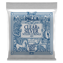 Load image into Gallery viewer, ERNIE BALL ERNESTO PALLA 2403 CLEAR & SILVER NYLON CLASSICAL GUITAR STRINGS-(6924790923458)