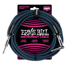 Load image into Gallery viewer, ERNIE BALL 25' BRAIDED STRAIGHT / ANGLE INSTRUMENT CABLE - BLACK / BLUE P06060-(6710048915650)