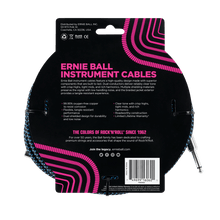 Load image into Gallery viewer, ERNIE BALL 25' BRAIDED STRAIGHT / ANGLE INSTRUMENT CABLE - BLACK / BLUE P06060-(6710048915650)