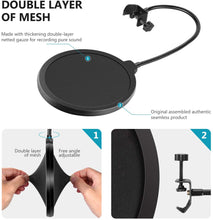 Load image into Gallery viewer, Microphone Pop Filter with Goose Neck & Clamp