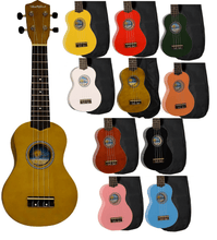 Load image into Gallery viewer, Hula Beach USA colorful soprano ukuleles with basswood body, rosewood fingerboard, and nylon gig bag in nine colors