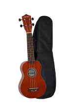 Load image into Gallery viewer, Hula Beach USA soprano wood ukulele with rosewood fingerboard and black gig bag case