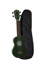 Load image into Gallery viewer, Hula Beach USA colorful soprano ukulele with basswood body, rosewood fingerboard, smooth geared tuners, and included black nylon gig bag.