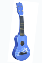 Charger l'image dans la galerie, Blue Hawaiian design children's soprano ukulele with wooden soundboard and 20 inch size